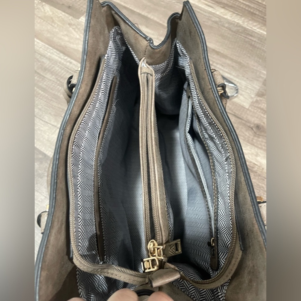 Westerncore nude tan satchel bag embellished fringe cowboy faux leather large - Picture 4 of 11